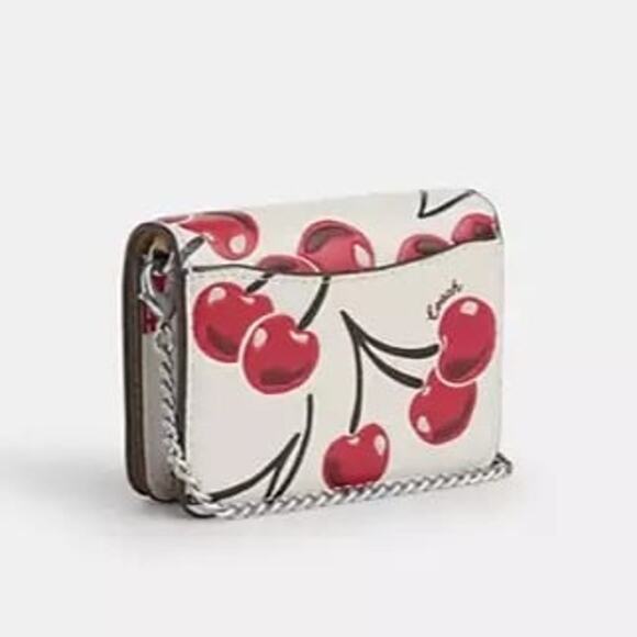 ❤️ Coach Mini Wallet On A Chain With Cherry Print - Picture 4 of 12
